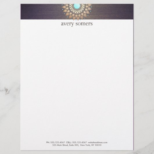 Elegant Gold  Motif Paars Gepersonaliseerd Briefhoofd (Voorkant)