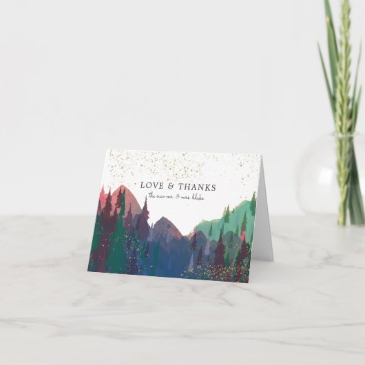 Elegant Gold Mountain Weddenfoto Hartelijk dank Bedankkaart (Voorkant)