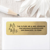 Elegant Gold Mr. & Mrs Bruiloft retouradres Etiket (Insitu)