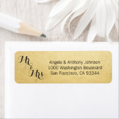 Elegant Gold Mr. & Mrs Bruiloft retouradres Etiket (Insitu)