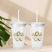 Elegant Gold Mr. & Mrs Monogram Bruiloft Minimalis Acryl Drinkbeker