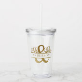 Elegant Gold Mr. & Mrs Monogram Bruiloft Minimalis Acryl Drinkbeker (Voorkant)