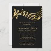 Elegant Gold Music Afstudeerfeest Kaart (Voorkant)