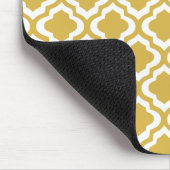 Elegant Gold Mustard Moroccan Quatrefoil Clover Muismat (Hoek)