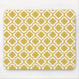 Elegant Gold Mustard Moroccan Quatrefoil Clover Muismat