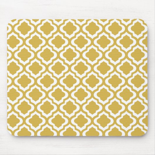Elegant Gold Mustard Moroccan Quatrefoil Clover Muismat (Voorkant)
