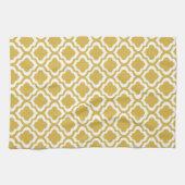 Elegant Gold Mustard Moroccan Quatrefoil Clover Theedoek (Horizontaal)