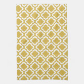 Elegant Gold Mustard Moroccan Quatrefoil Clover Theedoek (Verticaal)