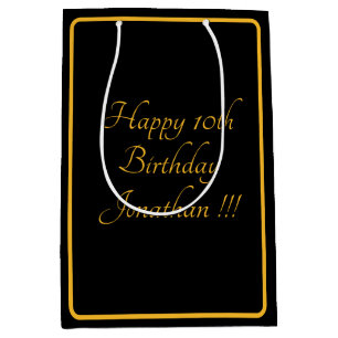 Elegant Gold Name Happy Birthday Gift Bag Medium Cadeauzakje