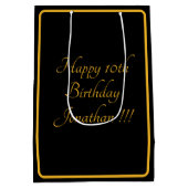 Elegant Gold Name Happy Birthday Gift Bag Medium Cadeauzakje (Achterkant)