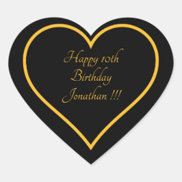 Elegant Gold Name Happy Birthday Heart Sticker