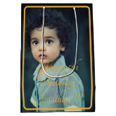 Elegant Gold Name Happy Birthday Medium Gift Bag Medium Cadeauzakje (Achterkant)