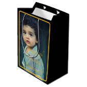 Elegant Gold Name Happy Birthday Medium Gift Bag Medium Cadeauzakje (Achterkant Gekanteld)