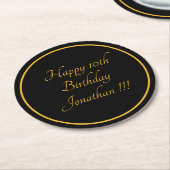 Elegant Gold Name Happy Birthday Paper Onderzetter (Gebogen)