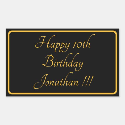 Elegant Gold Name Happy Birthday Rectangle Sticker (Voorkant)