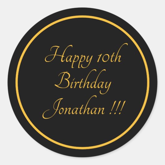 Elegant Gold Name Happy Birthday Round Sticker (Voorkant)