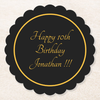 Elegant Gold Name Happy Birthday Scalloped Round Kartonnen Onderzetters