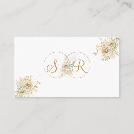 Elegant Gold Name Initiaal Wedding Enclosure Kaart (Achterkant)