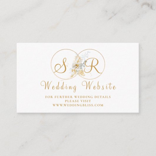 Elegant Gold Name Initiaal Wedding Enclosure Kaart (Voorkant)