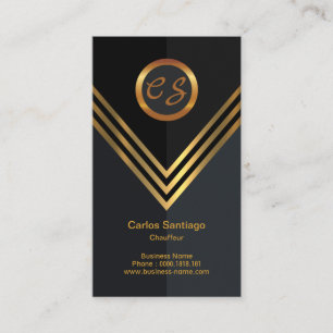 Elegant Gold Name Initialen Monogram Chauffeur Visitekaartje