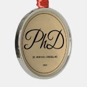 Elegant Gold Name PhD Afstuderen Metalen Ornament (Rechts)