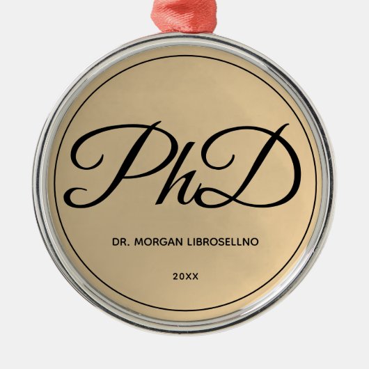 Elegant Gold Name PhD Afstuderen Metalen Ornament (Voorkant)