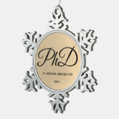 Elegant Gold Name PhD Afstuderen Snowflake Pewte Tin Sneeuwvlok Ornament (Rechts)