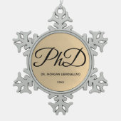 Elegant Gold Name PhD Afstuderen Snowflake Pewte Tin Sneeuwvlok Ornament (Voorkant)