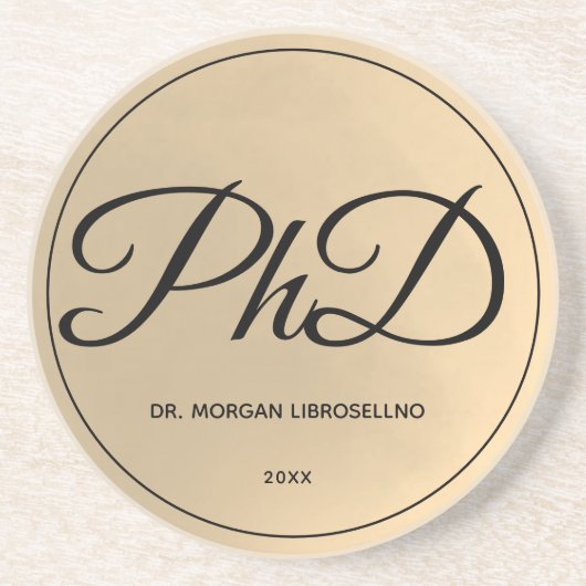 Elegant Gold Name PhD Afstuderen Zandsteen Onderzetter (Voorkant)