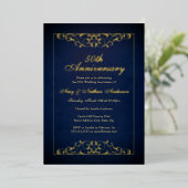 Elegant Gold Navy 50ste bruiloft Jubileum Folie Uitnodiging (Staand Voorkant)