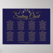 Elegant Gold & Navy 8-tabel weddenschappen Poster (Voorkant)