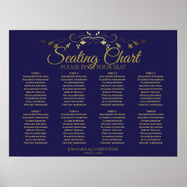 Elegant Gold & Navy 8-tabel weddenschappen Poster