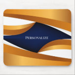 Elegant Gold & Navy Abstract Wave Personalize Muismat<br><div class="desc">This personalized mousepad features an elegant gold and navy abstract wave design that brings a modern, sophisticated touch to any workspace. The flowing curves and rich color palette create a sleek, contemporary look that stands out on a desk while remaining professional and refined. Customize the mousepad with your name, title,...</div>