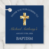 Elegant Gold Navy Baby Baptisme Hartelijk dank Bedankjes Labels (Voorkant)
