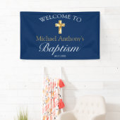 Elegant Gold Navy Baby Baptisme Welkom Spandoek (Insitu)