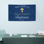 Elegant Gold Navy Baby Baptisme Welkom Spandoek (Beurs)