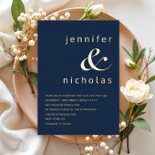 Elegant Gold Navy Blue Ampersand Wedding Folie Uitnodiging