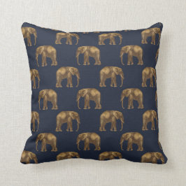 Elegant Gold Navy Blue Elephant Print Kussen