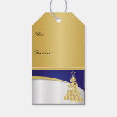 Elegant Gold, Navy Blue en White Kerstmis Cadeaulabel (Achterkant)