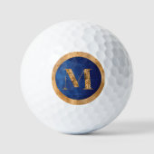Elegant Gold & Navy Blue, gepersonaliseerd monogra Golfballen (Voorkant)