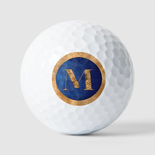 Elegant Gold & Navy Blue, gepersonaliseerd monogra Golfballen (Voorkant)