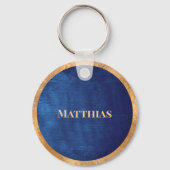 Elegant Gold & Navy Blue, gepersonaliseerd monogra Sleutelhanger (Achterkant)