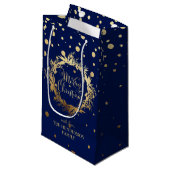 Elegant Gold Navy Blue Merry kerst Wreate Klein Cadeauzakje (Voorkant Gekanteld)