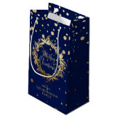 Elegant Gold Navy Blue Merry kerst Wreate Klein Cadeauzakje (Achterkant Gekanteld)