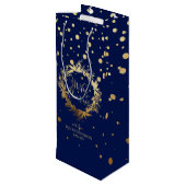 Elegant Gold Navy Blue Merry kerst Wreate Wijn Cadeautas (Achterkant Gekanteld)
