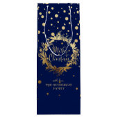 Elegant Gold Navy Blue Merry kerst Wreate Wijn Cadeautas (Achterkant)