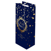 Elegant Gold Navy Blue Merry kerst Wreate Wijn Cadeautas (Voorkant Gekanteld)