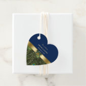 Elegant Gold Navy Blue Peacock Feathers Wedding Bedankjes Labels (In situ)