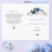 Elegant Gold Navy Blue Pink Flowers Programme Flyer (Enkel)