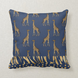 Elegant Gold Navy Blue Tiger Giraffe Cheetah Print Kussen